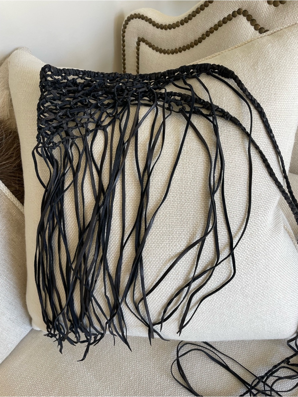 Black Fringe Braided Fashion Belt - Women Accessories